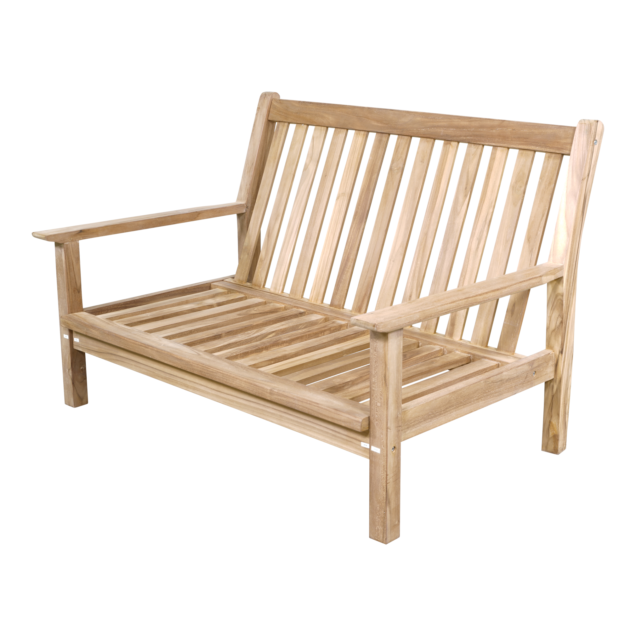 Loungebank teak 124cm, incl. kussen