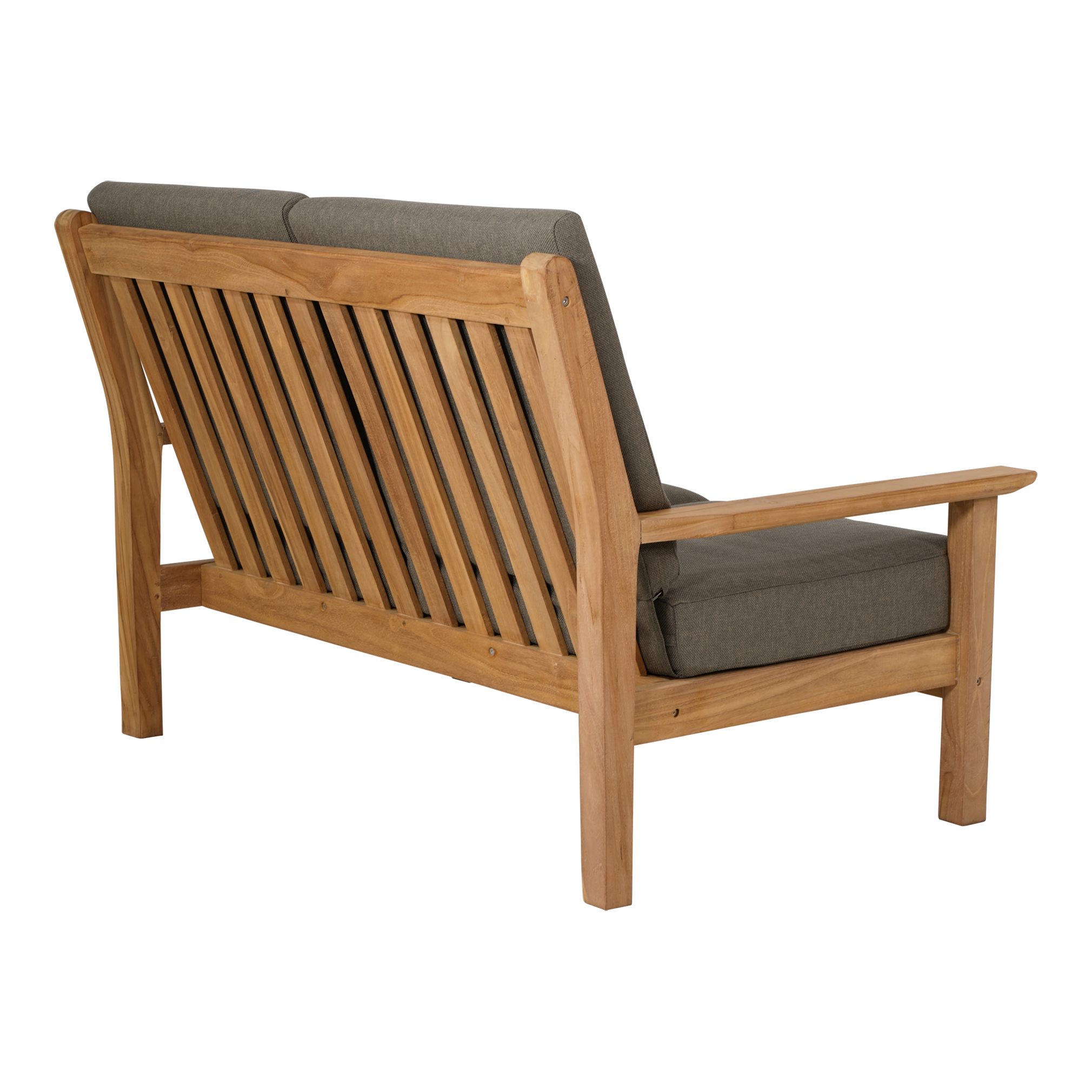 Loungebank teak 124cm, incl. kussen