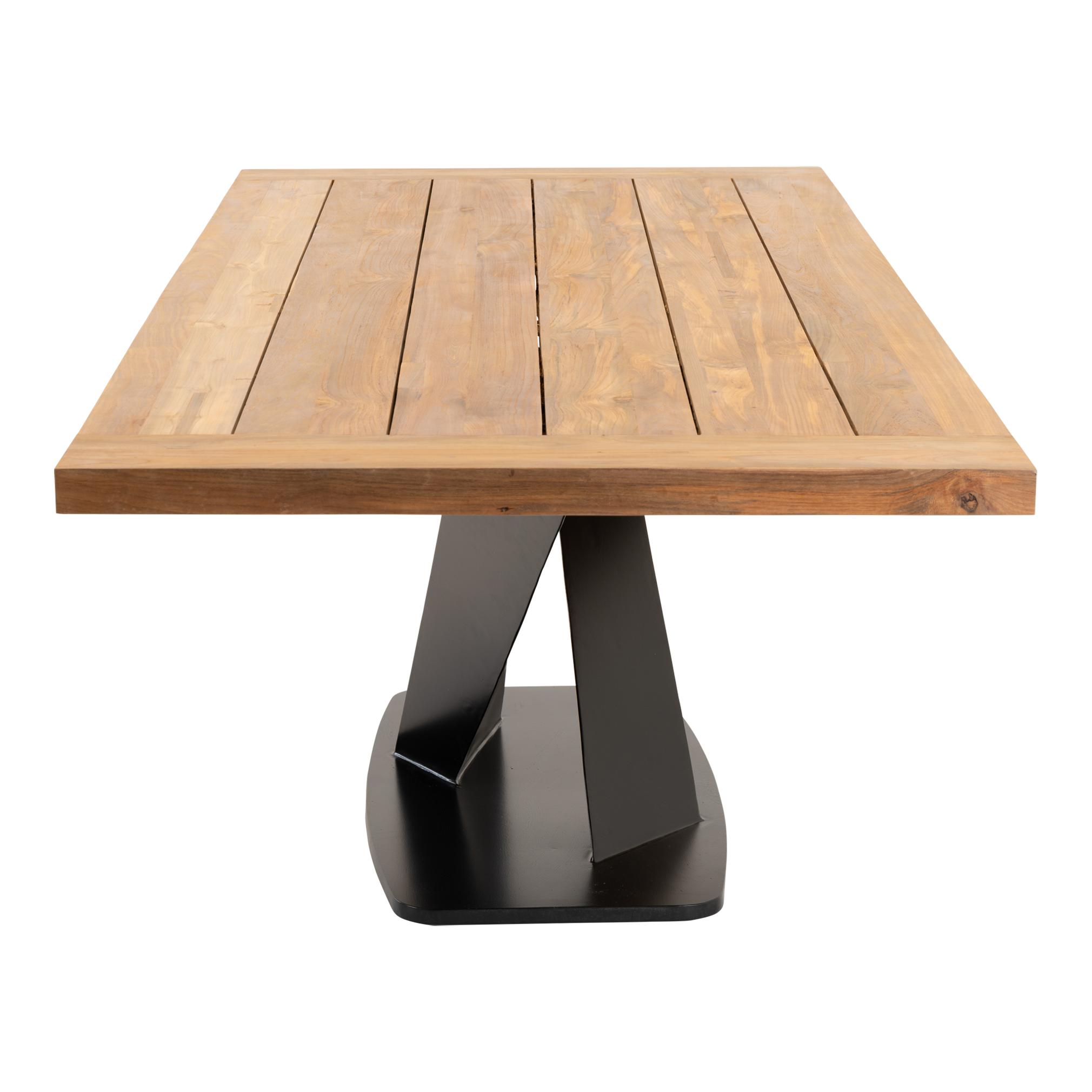 Tafel Taranto recycled teak met zwart stalen poot 240x100cm