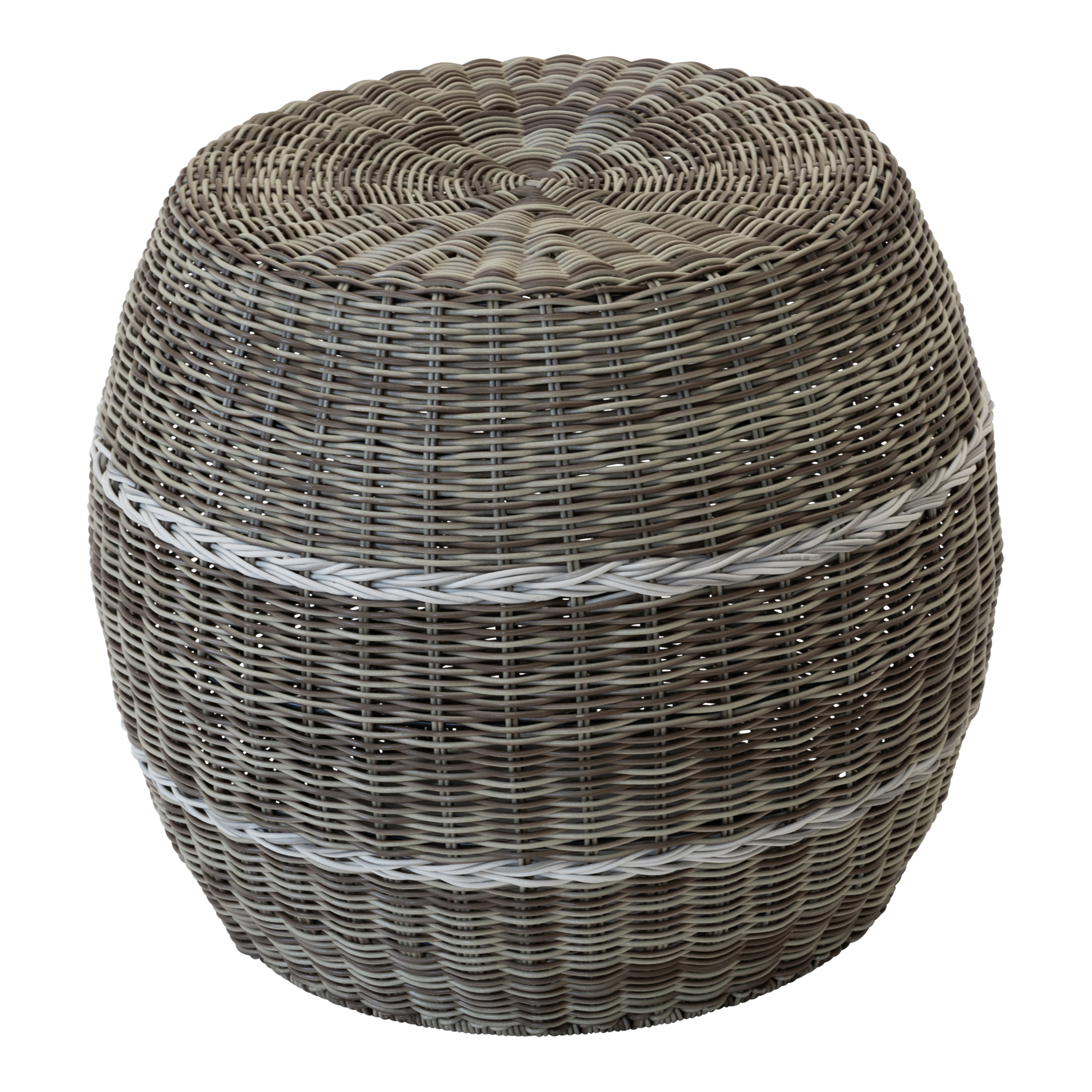 Poef Laos wicker beige ø46x40cm