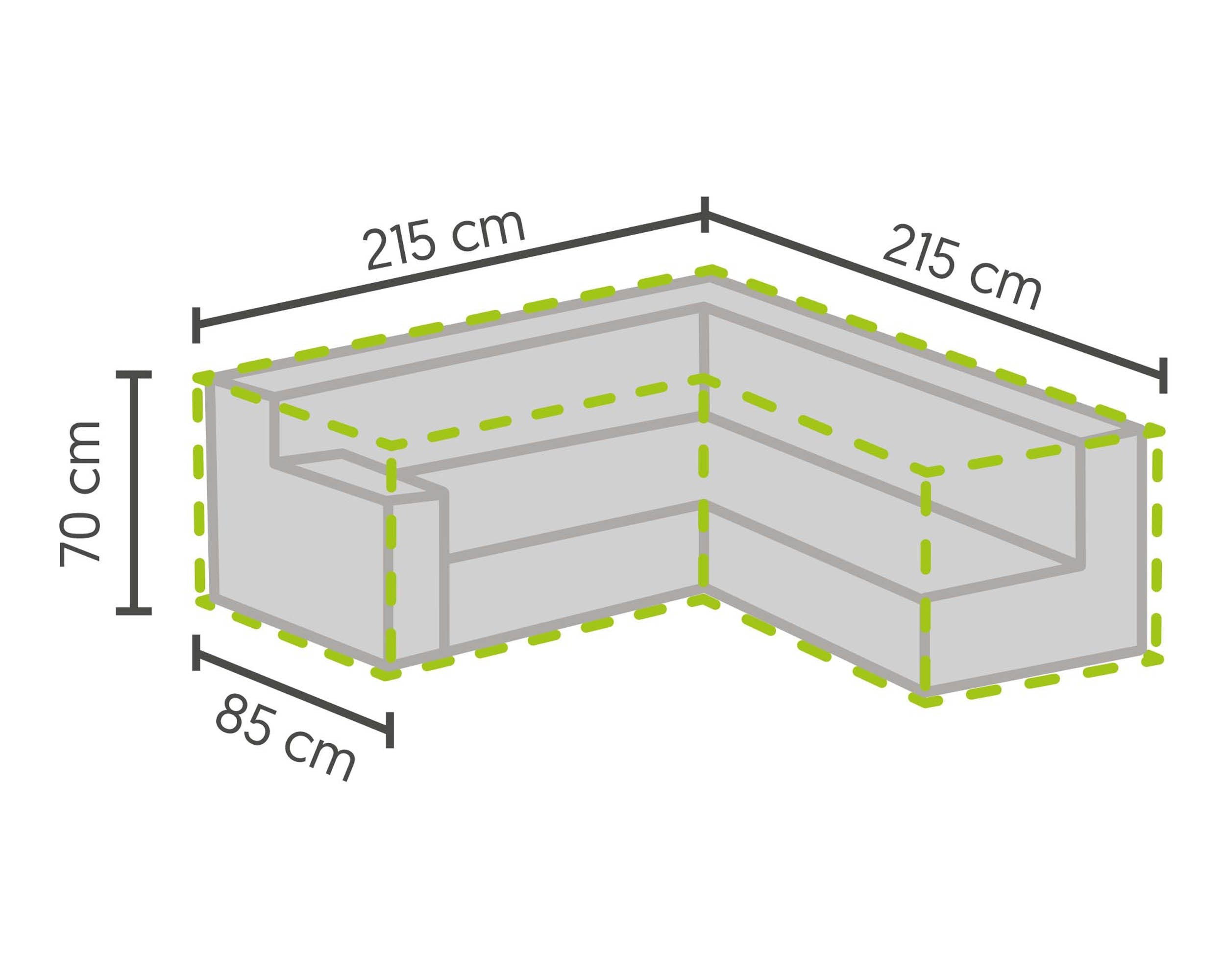 Beschermhoes voor loungesets L-vorm 215/85×215/85x70cm