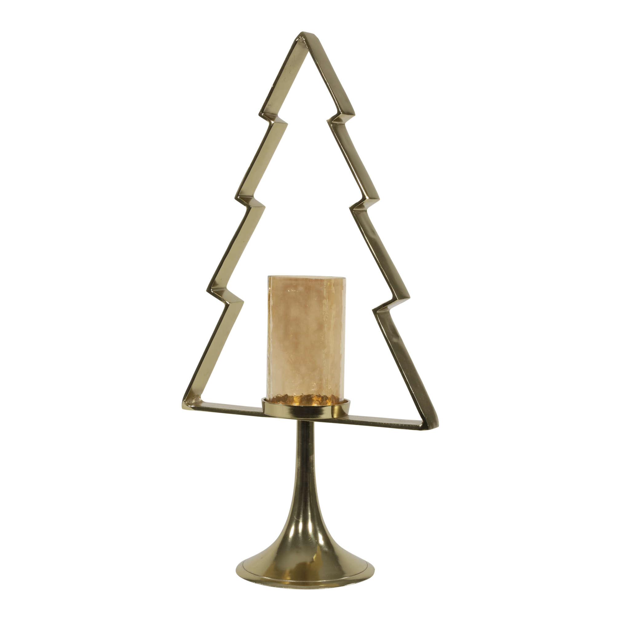 Kerstboom Aurum met windlicht alu goud met goud glas 70cm