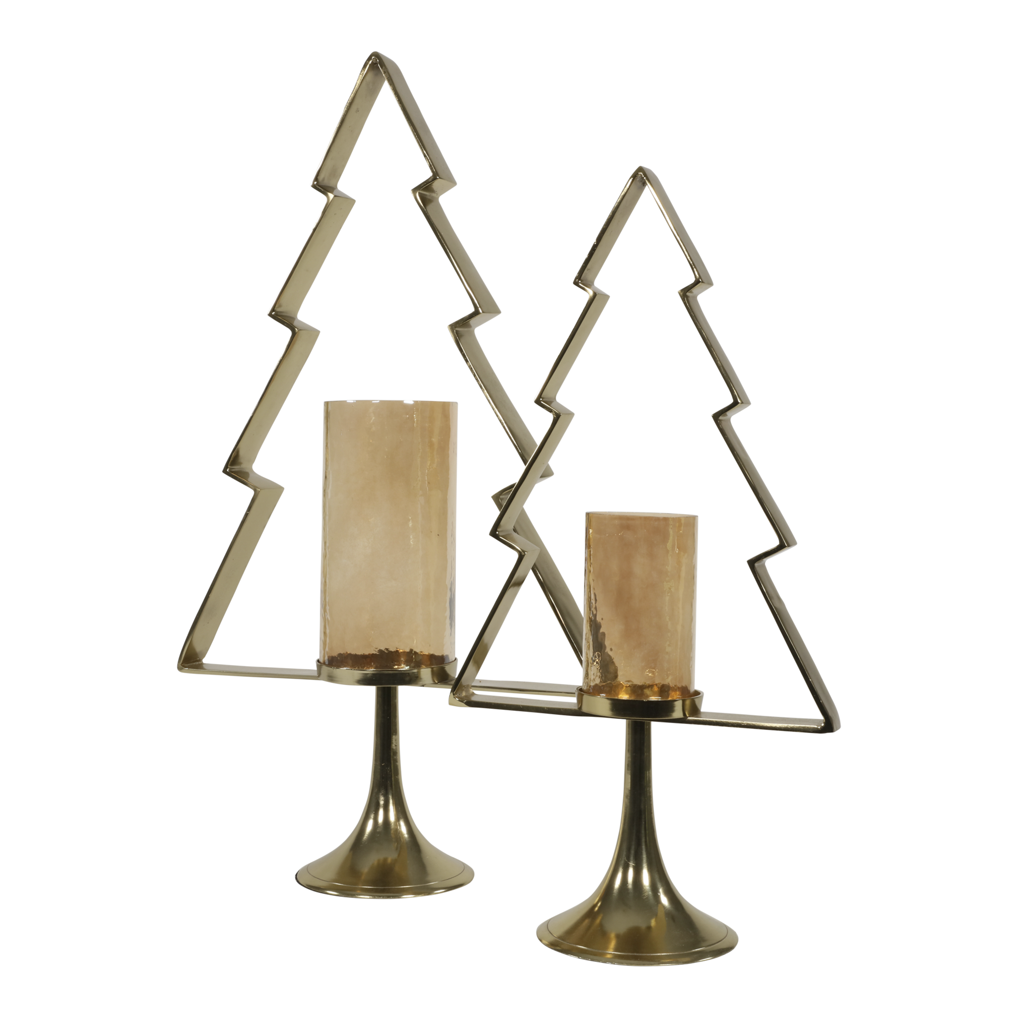 Kerstboom Aurum met windlicht alu goud met goud glas 89cm